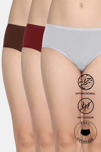 Buy Zivame Low Rise Full Coverage Hipster Panty (Pack of 3) - Multicolor